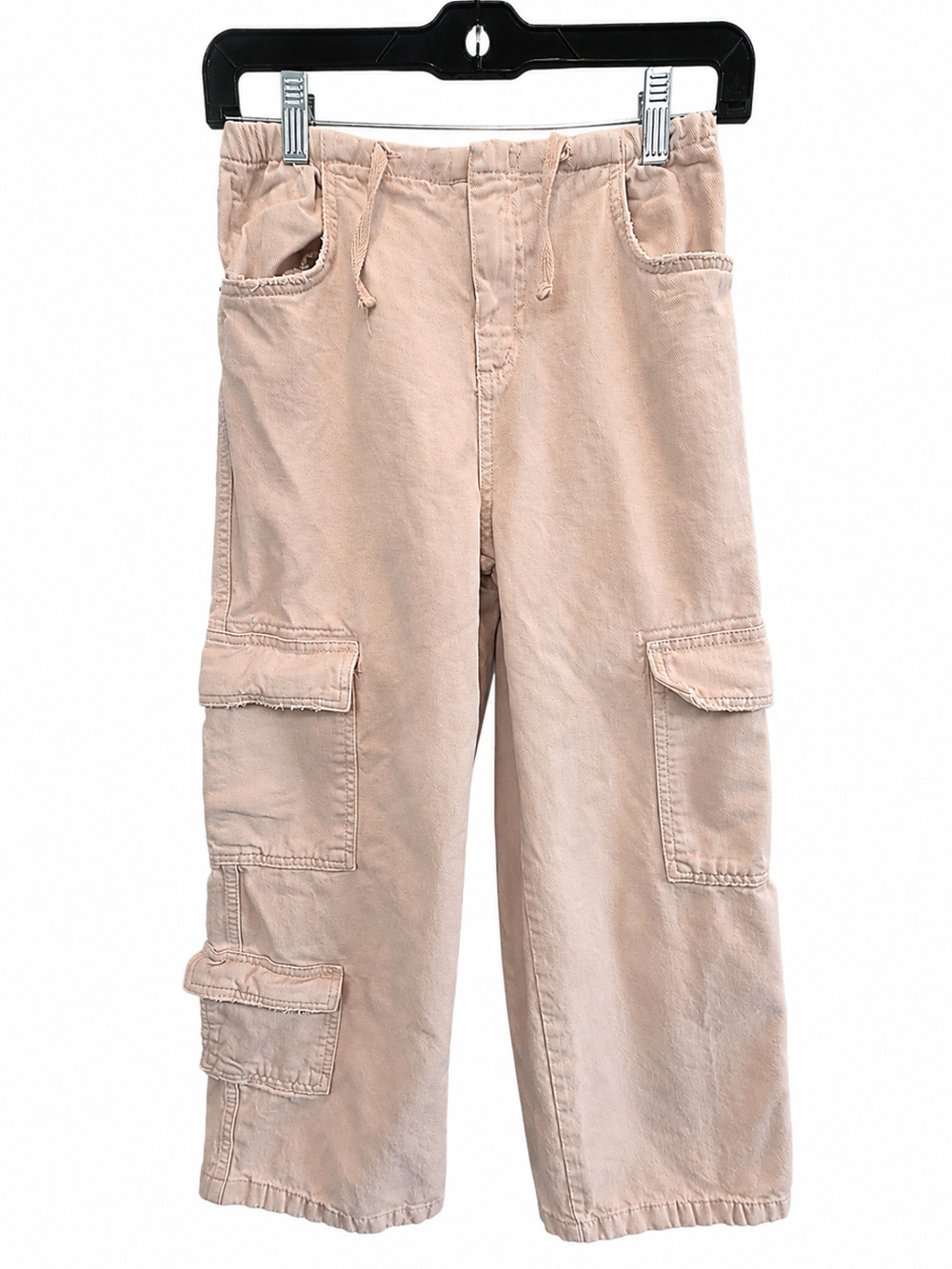 Zara Baggy Cargo Pants Girls 13-14 Beige Utility Multi Pocket Adjustable Waist
